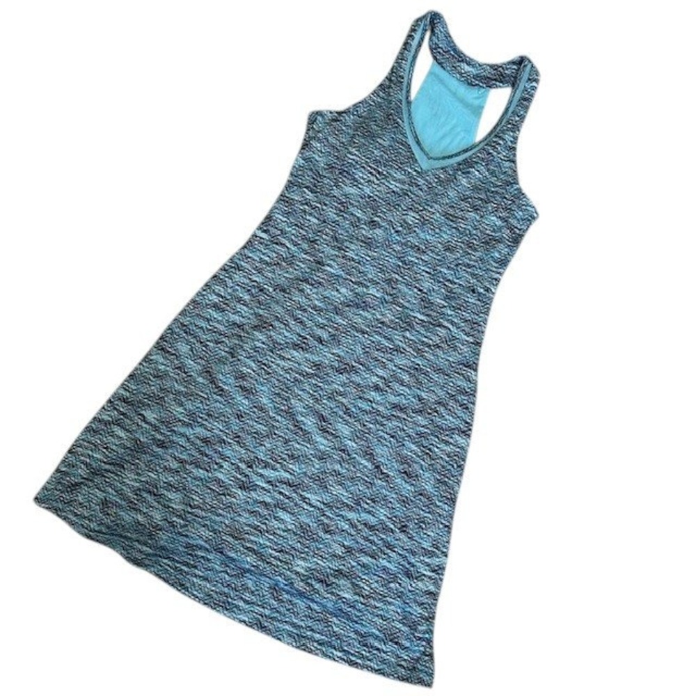 MPG Dress Athletic Racerback Tank Blue Patterned Casual Dress with Pockets Sz Sm - Picture 2 of 15